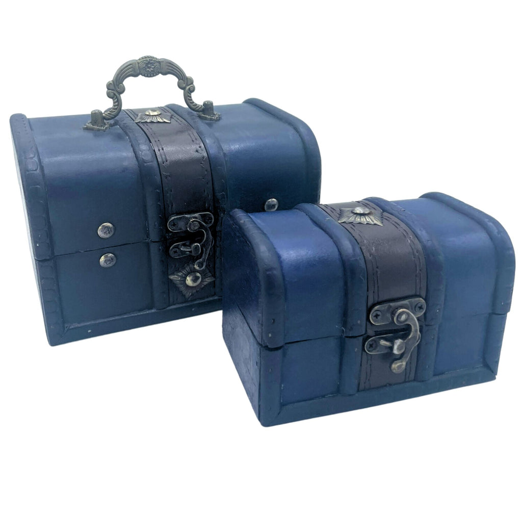 Teal Treasure Chest Set of 2, Vintage Style