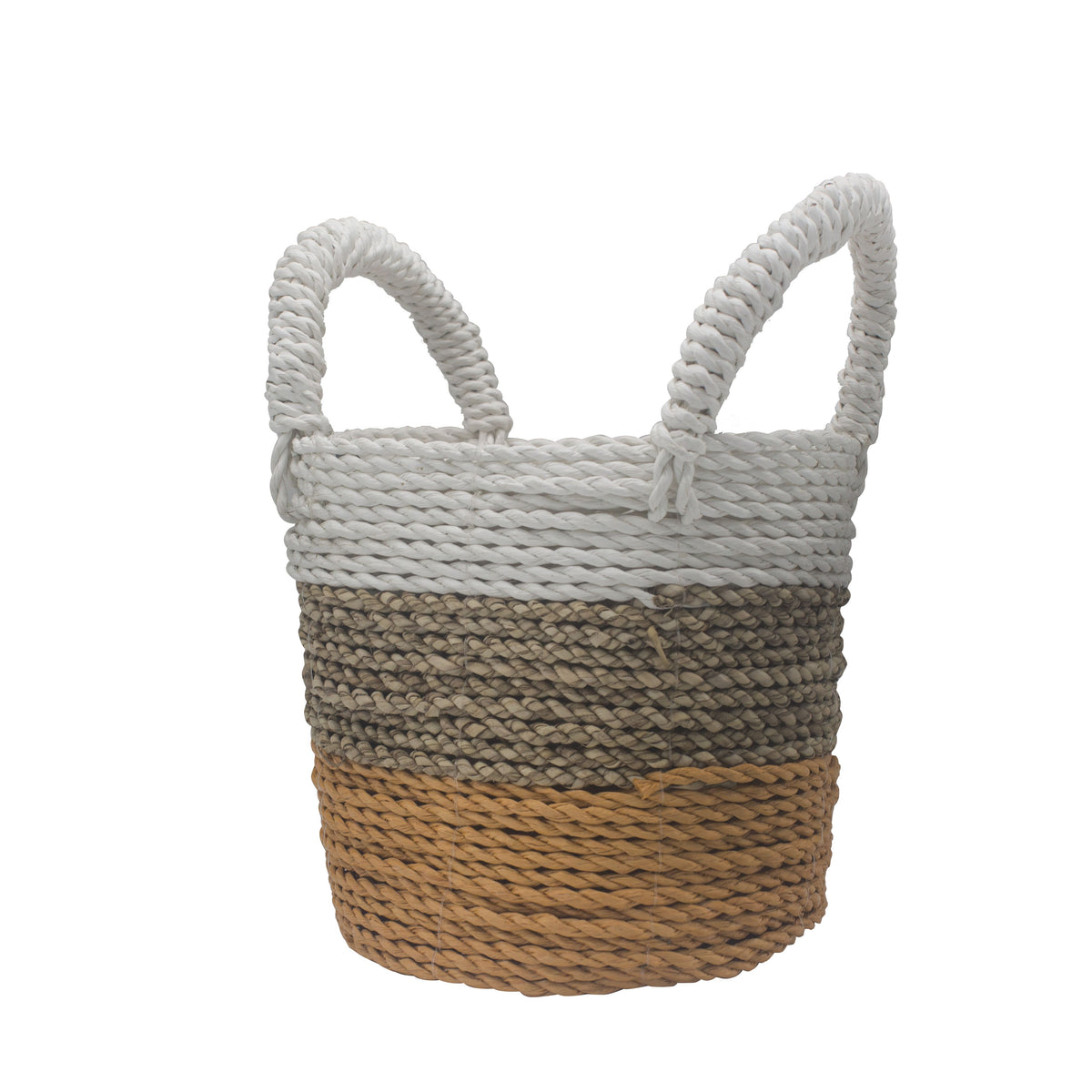 Seagrass Basket Set, 3 Pieces - Orange, Natural, White – view 8