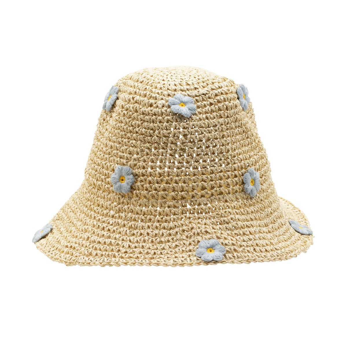 Nomad Sari Floppy Straw Sun Hat - Beige with Blue Flowers – view 2