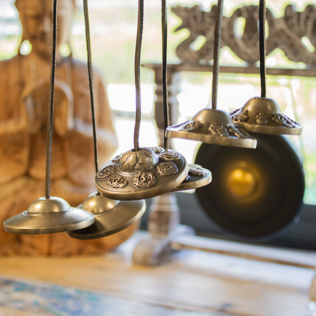 Brass Tibetan Tingsha Bells - Seven Chakra - 7cm – view 3