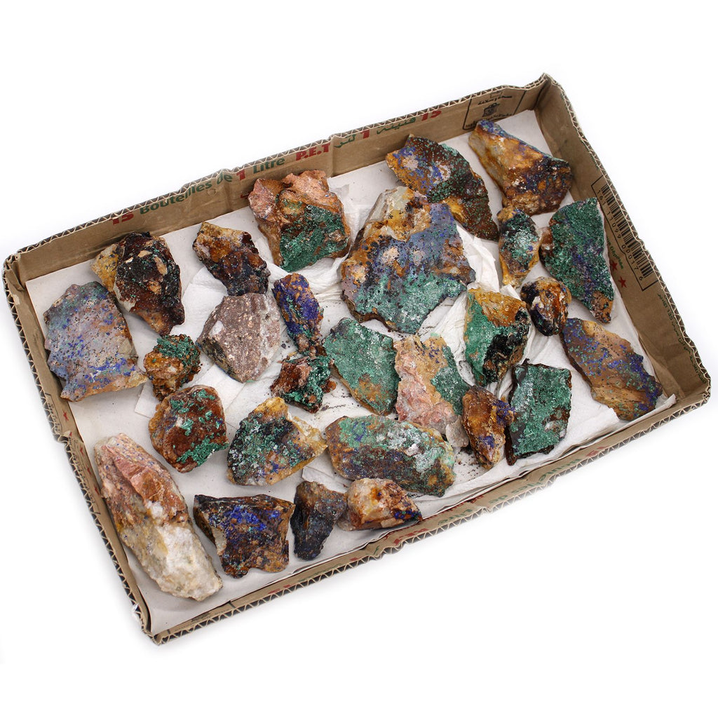 Azurite Malachite Mineral Specimens Tray, Approx 20 Pieces – view 3