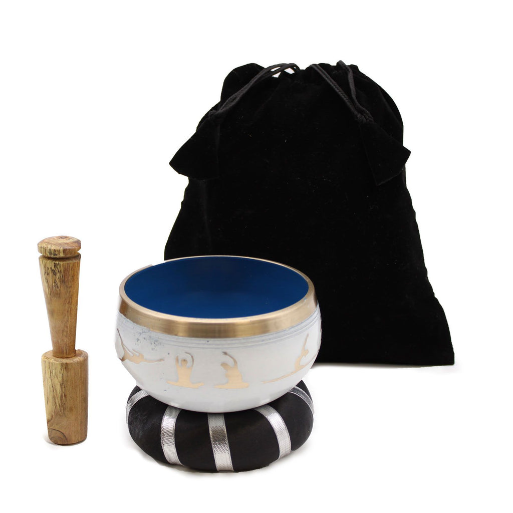 Yoga Moves Singing Bowl Set - White/Blue (10.7cm) – view 3