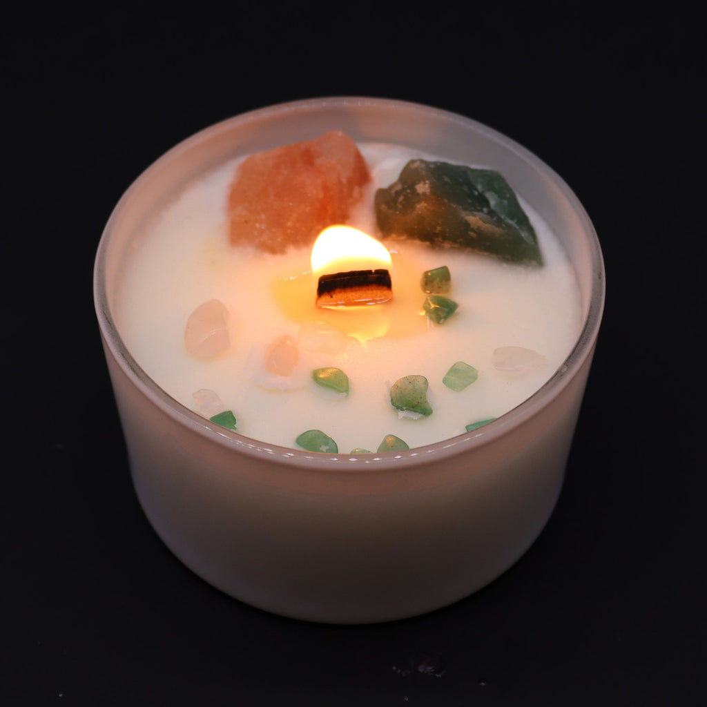 Heart Chakra Crystal Candle - Rose Musk with Rose Quartz – view 2