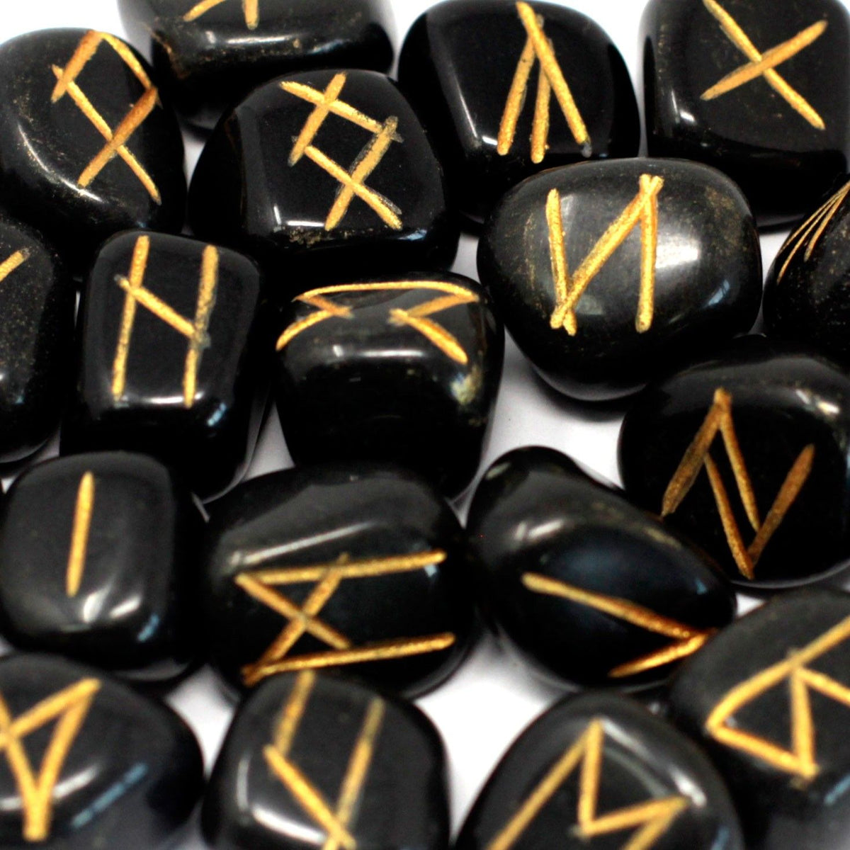 Black Agate Rune Set in Cotton Pouch – view 3