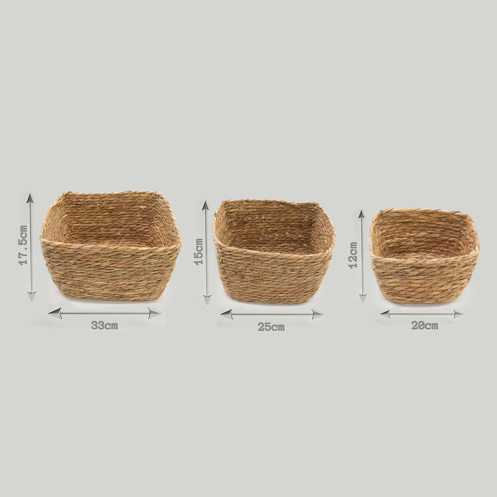 Seagrass Square Baskets, Natural, Set of 3 – view 8