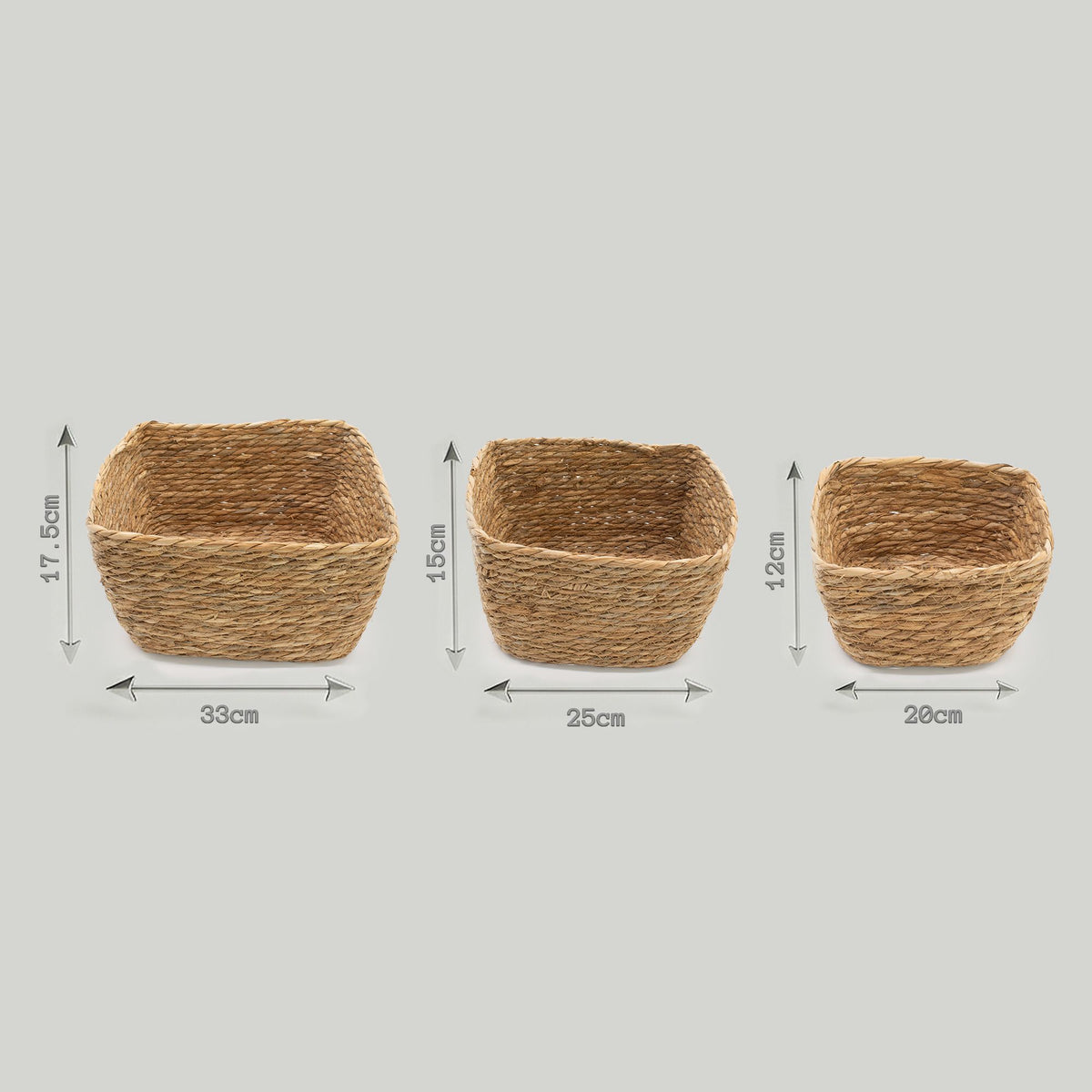 Seagrass Square Baskets, Natural, Set of 3 – view 8