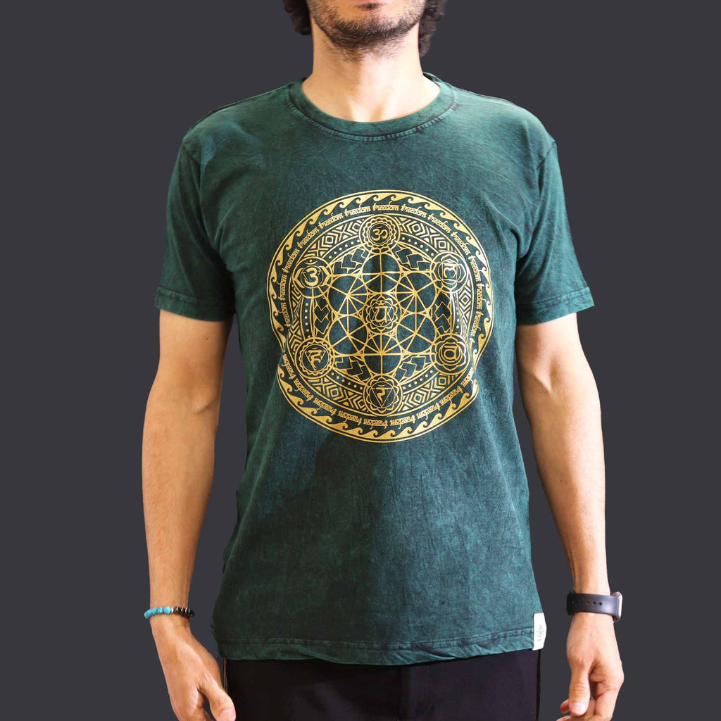 Nomad Sari Stonewashed T-Shirt - Chakra - Green - Medium – view 2