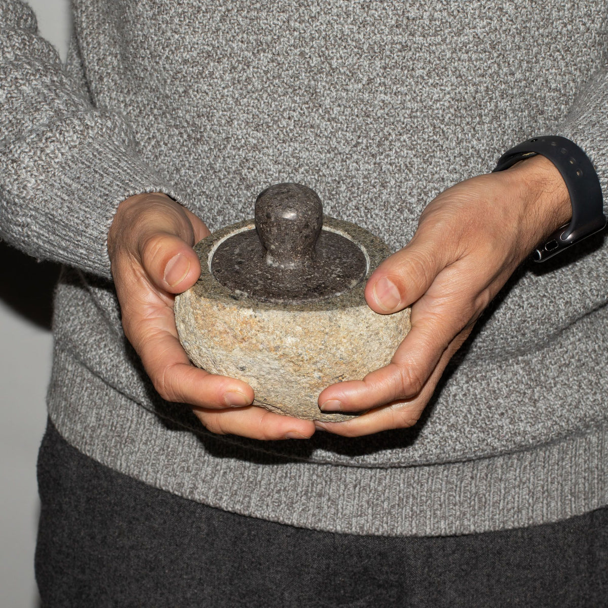 Natural Riverstone Grounding Pot - Medium - approx 12x8cm