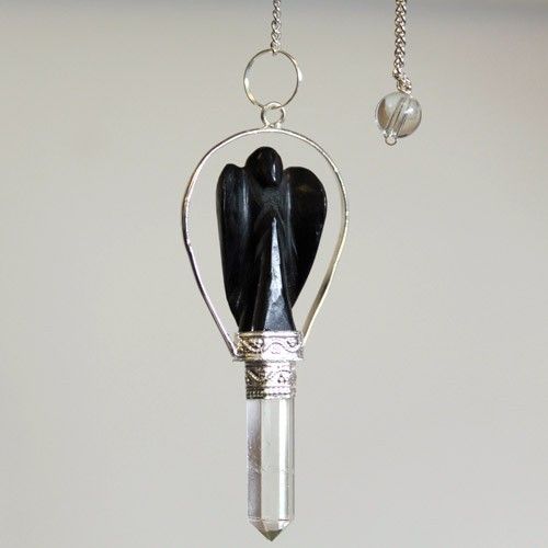 Angel Pendulum with Ring - Black Agate – view 2