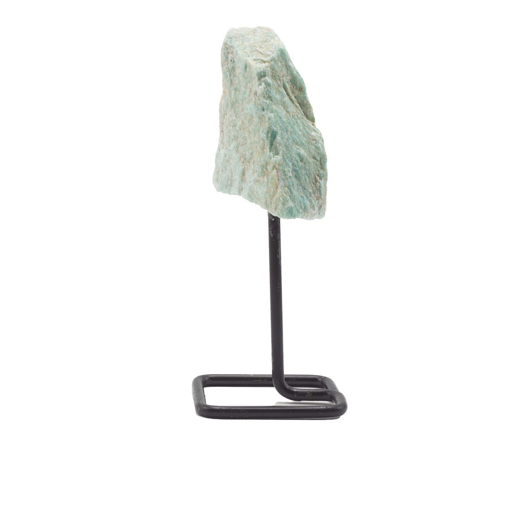 Amazonite Mineral Specimen on Black Metal Stand – view 6