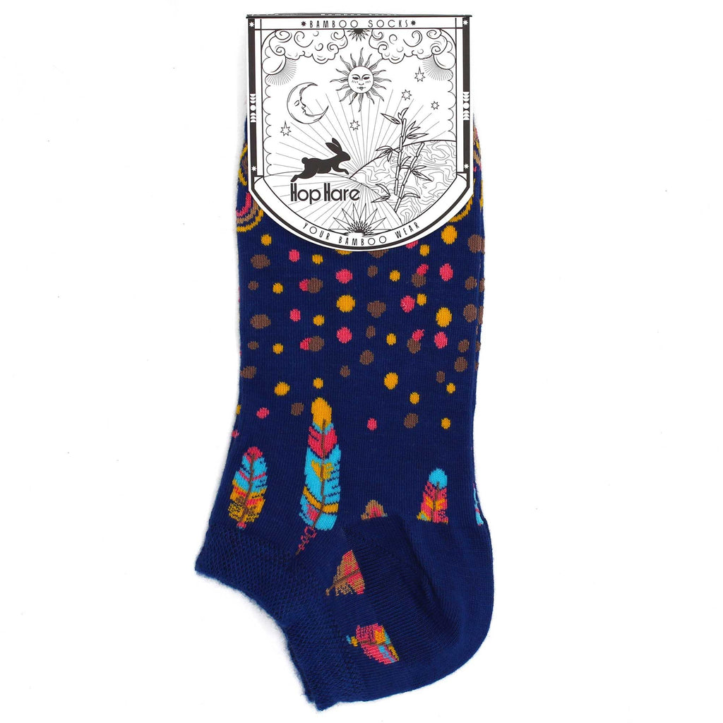 Hop Hare Bamboo Low Trainer Socks - Indian Feathers – view 3