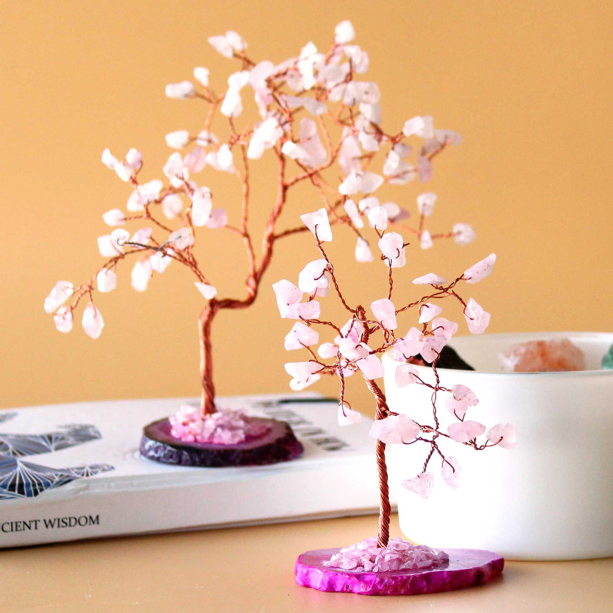 Rose Quartz Gemstone Tree on Pink Agate Base - 35 stones – view 3