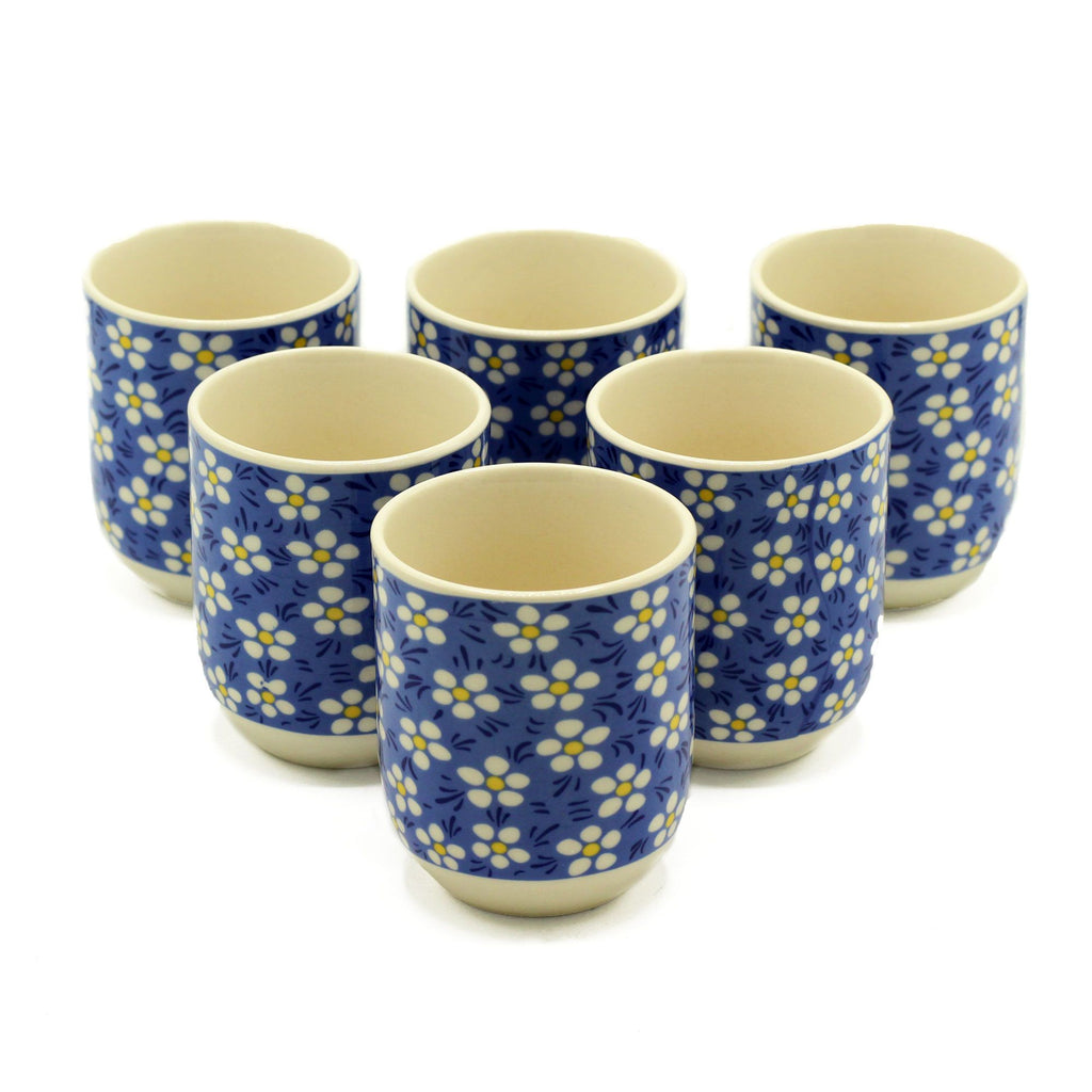 Herbal Tea Cups - Blue Daisy, Set of 6
