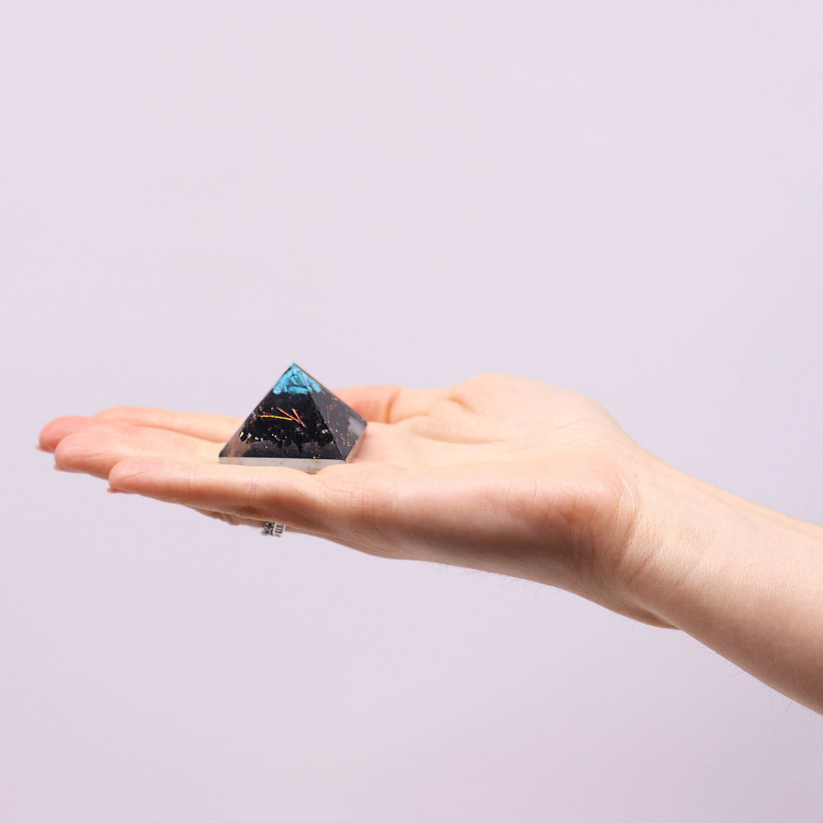 Small Orgonite Pyramid 25mm - Gemstone Chips and Copper – view 10