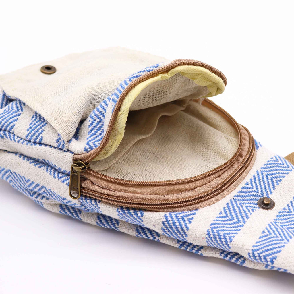 Blue & White Natural Cotton Cross-Body Bag – view 2