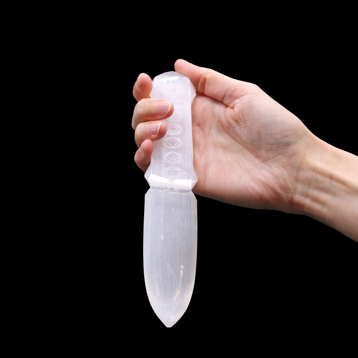 Selenite Ritual Knife, Chakra Handle, 20cm – view 3