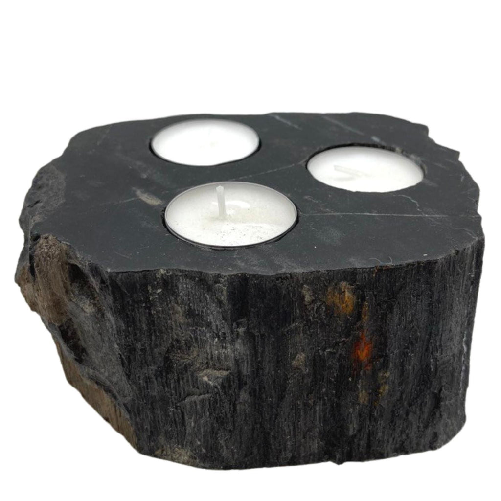 Petrified Wood Candle Holder - Triple Tealight – view 5