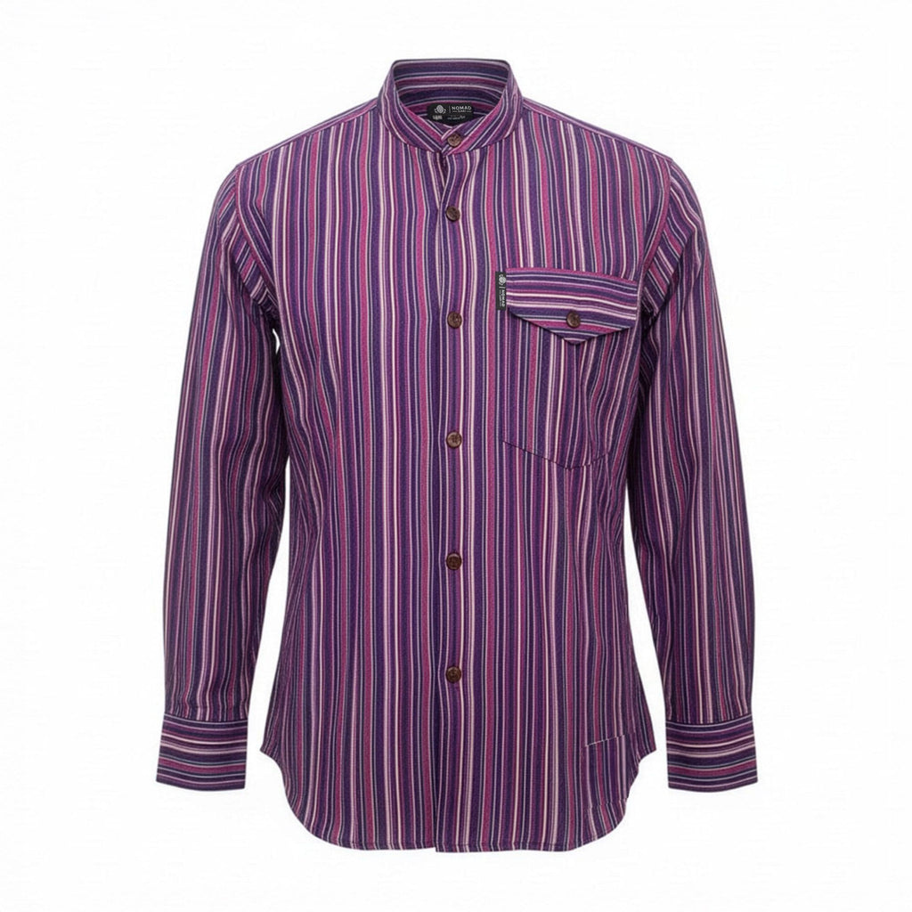 Nomad Sari Grandad Shirt - Black Purple - Medium – view 3