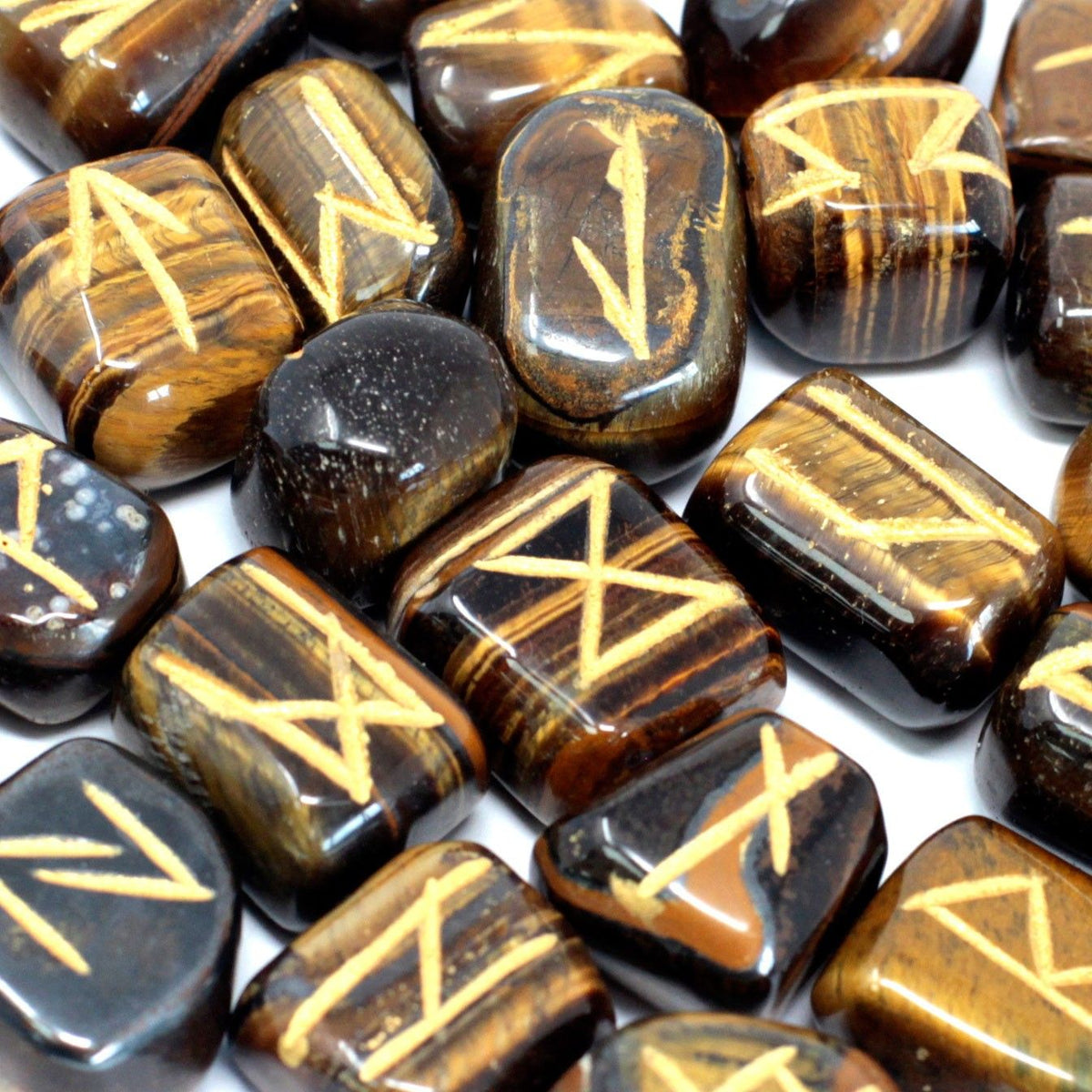 Tiger Eye Rune Stone Set in Cotton Pouch – view 2
