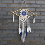 Medium Macrame Eye Dream Catcher - White, Blue & Grey – view 4