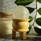 Faceted Clear Quartz Healing Ball with Wooden Stand – view 2