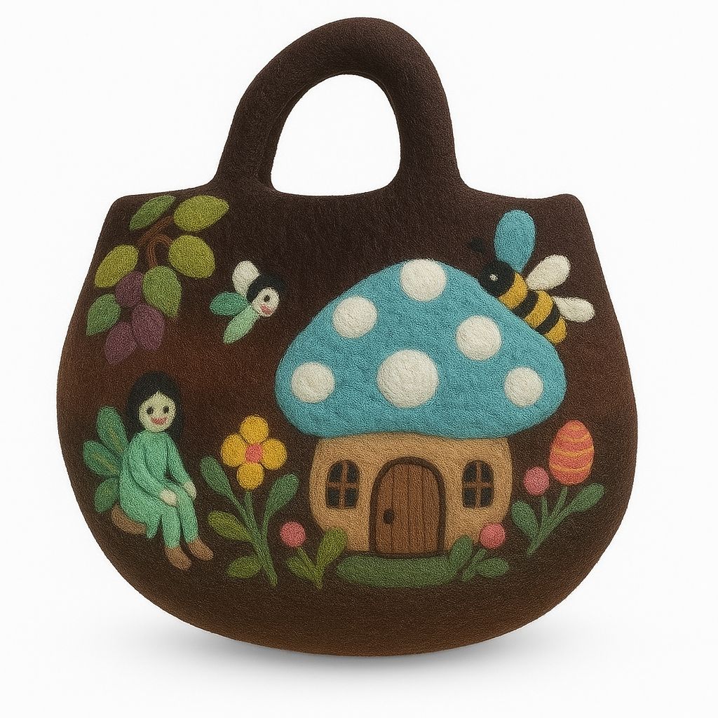 Fairy Garden Felted Wool Bag - 35x27cm