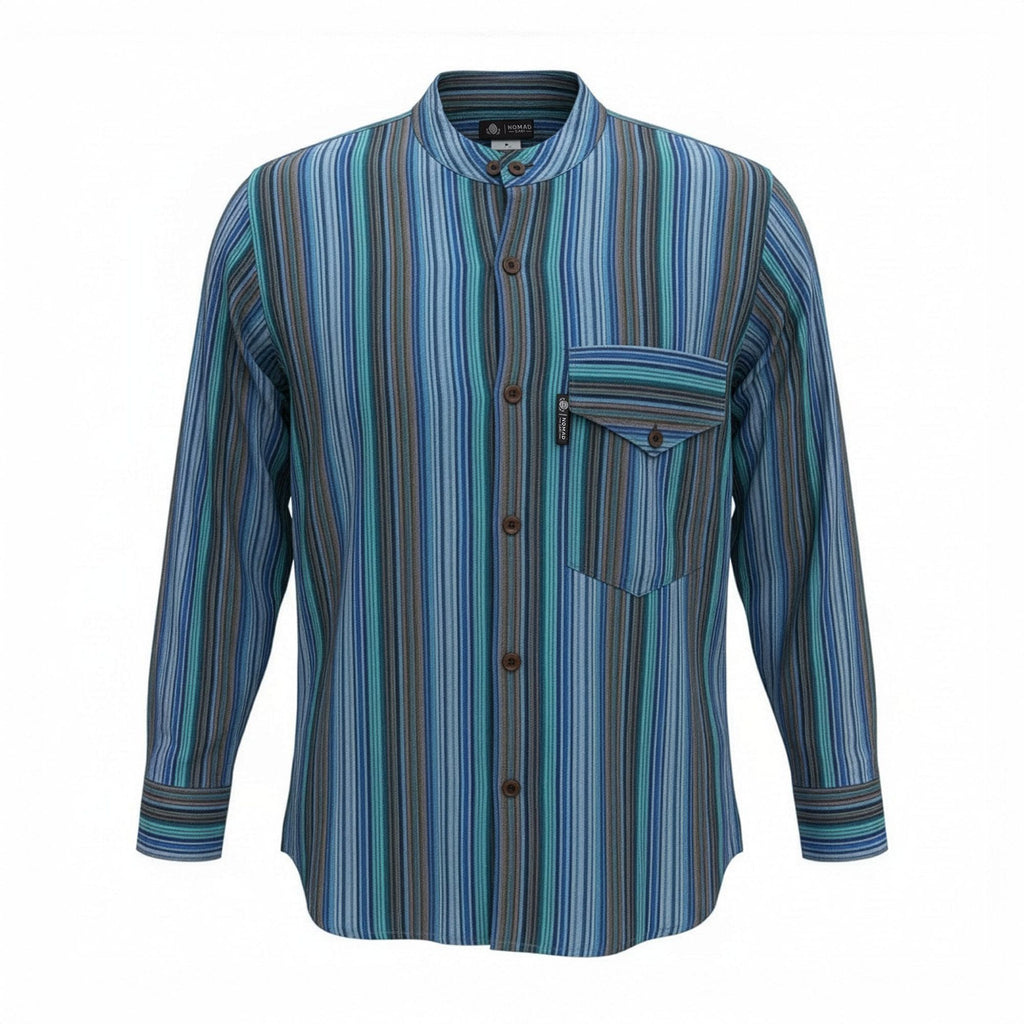 Nomad Sari Grandad Shirt - Turquoise - Large – view 3