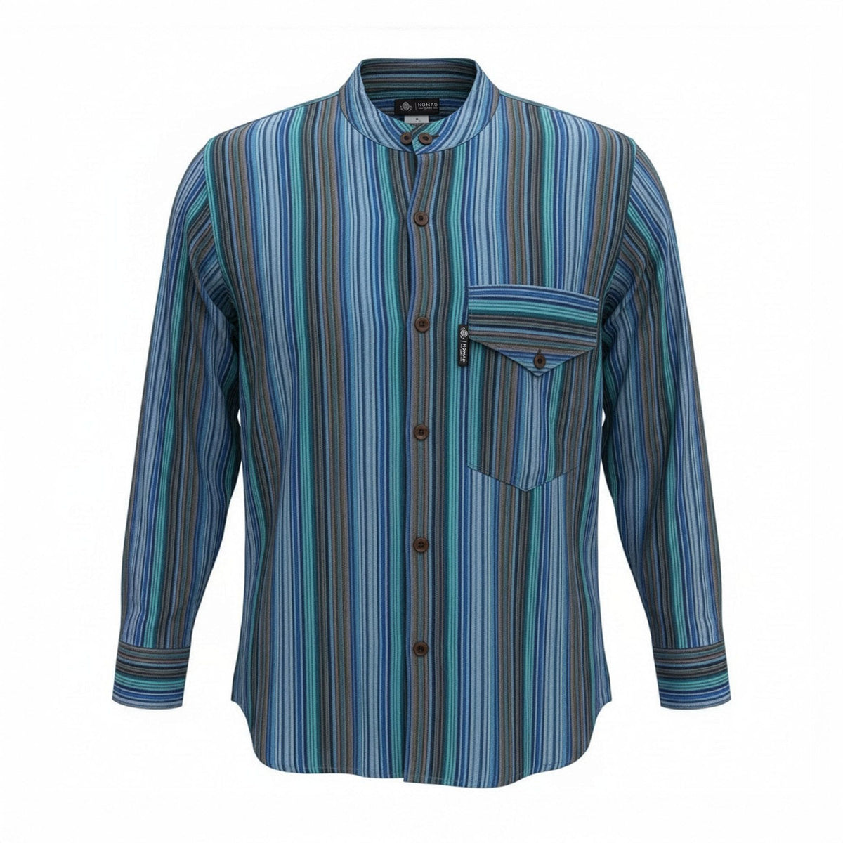 Nomad Sari Grandad Shirt - Turquoise - Large – view 3