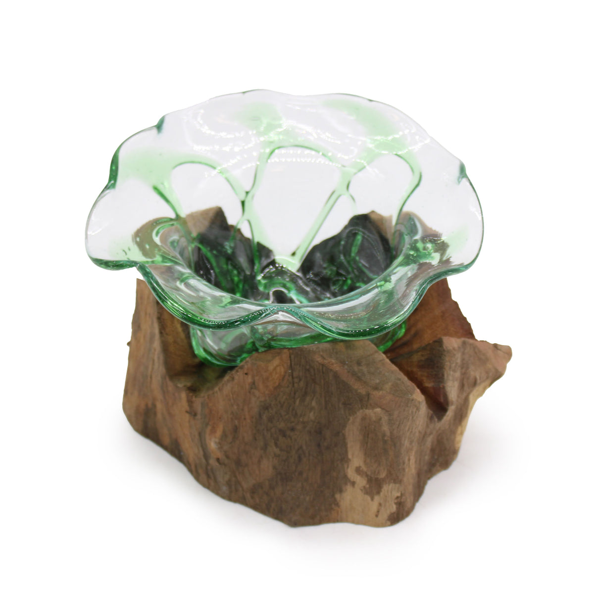 Recycled Glass Bowl on Wood - Large Fancy – view 2