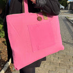 Reversible Jute and Cotton Big Bag in Pink – view 3