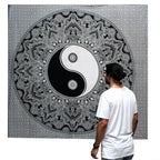 Black and White Cotton Bedspread, Yin Yang