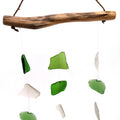 Recycled Glass Wind Chime - Three Drops, Green & White