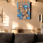 Buddha Painting, Bronze & Blue Flower - 75 x 55cm – view 4