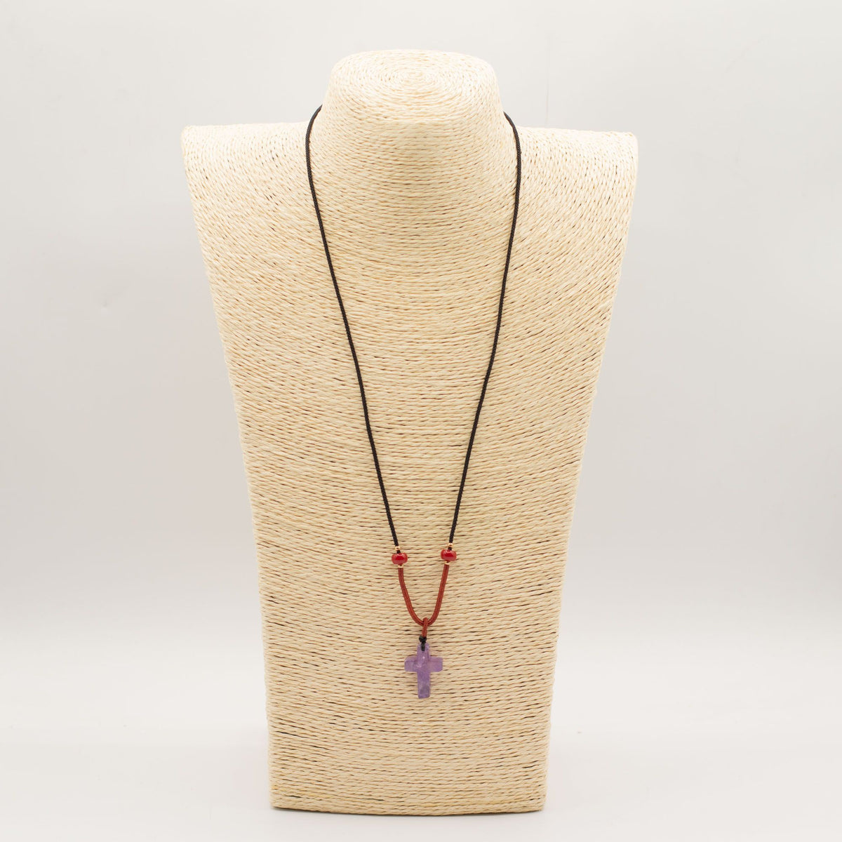 Amethyst Cross Cord Necklace Pendant – view 2